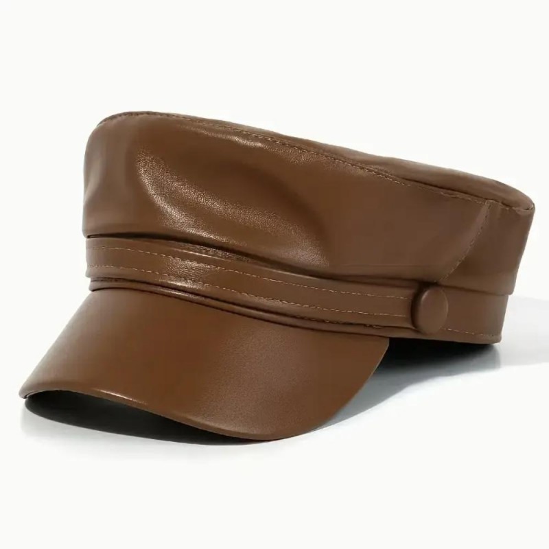 Beret PU Leather Flat Top Cap GX5639168