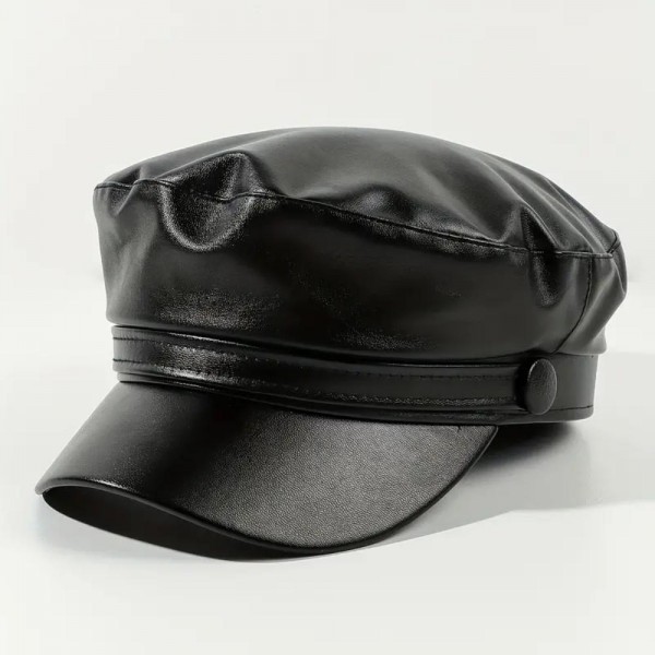Beret PU Leather Flat Top Cap GX5639168