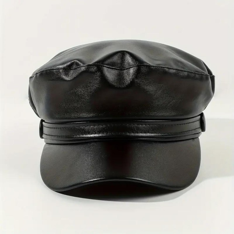 Beret PU Leather Flat Top Cap GX5639168