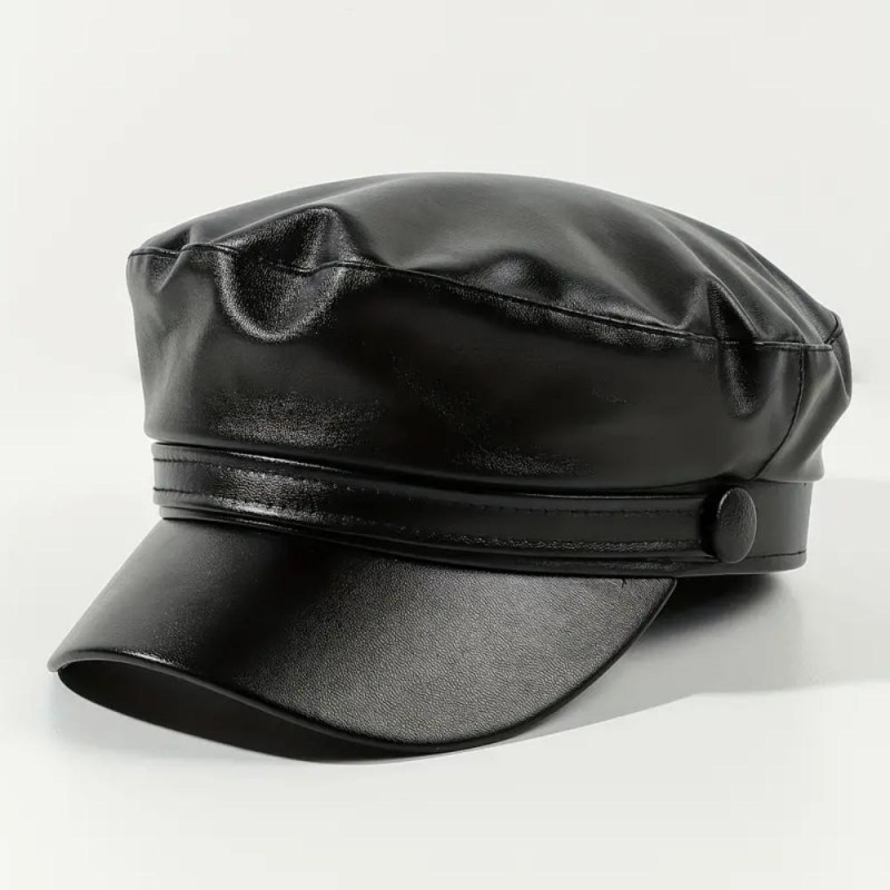 Beret PU Leather Flat Top Cap GX5639168