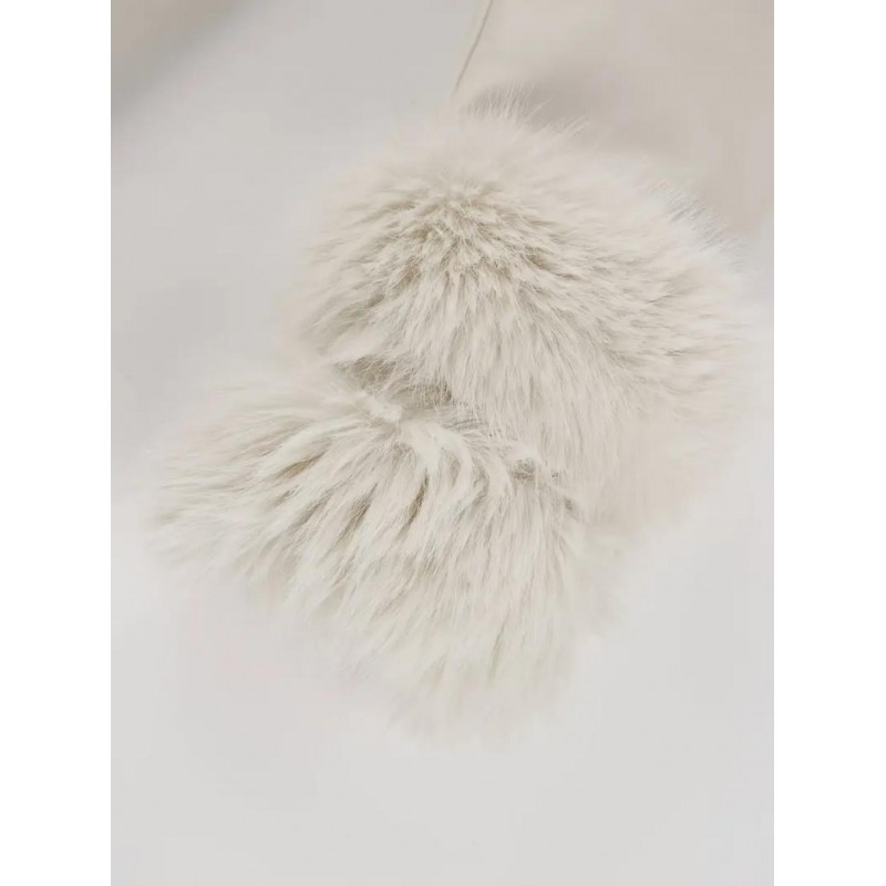Elegant Detachable Faux Fur Collar Belted Jacket VE842129W