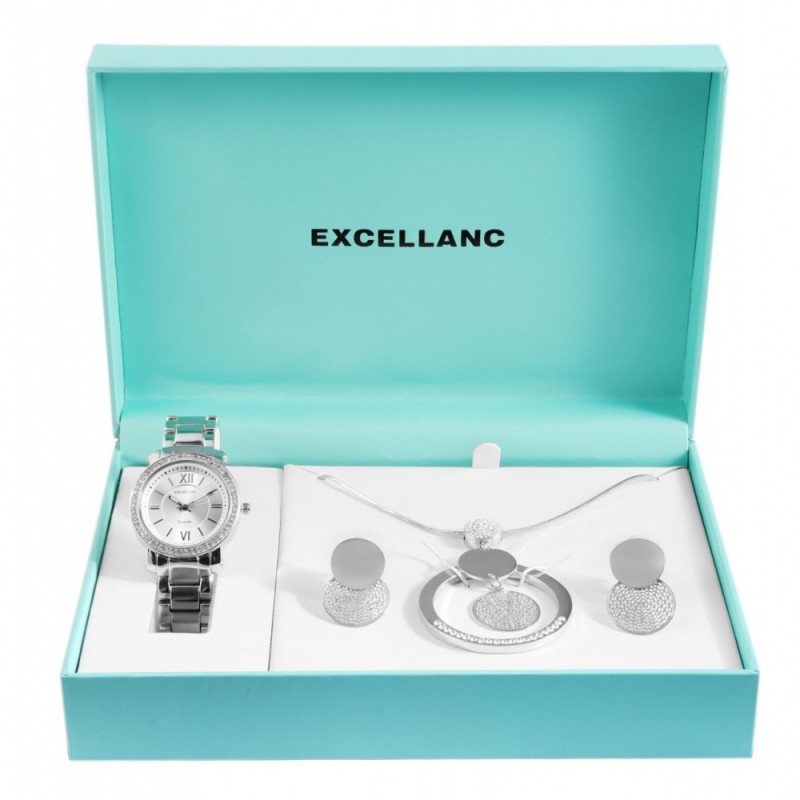Excellanc ladies watch gift set with necklace and stud earrings 1800175-002-ru