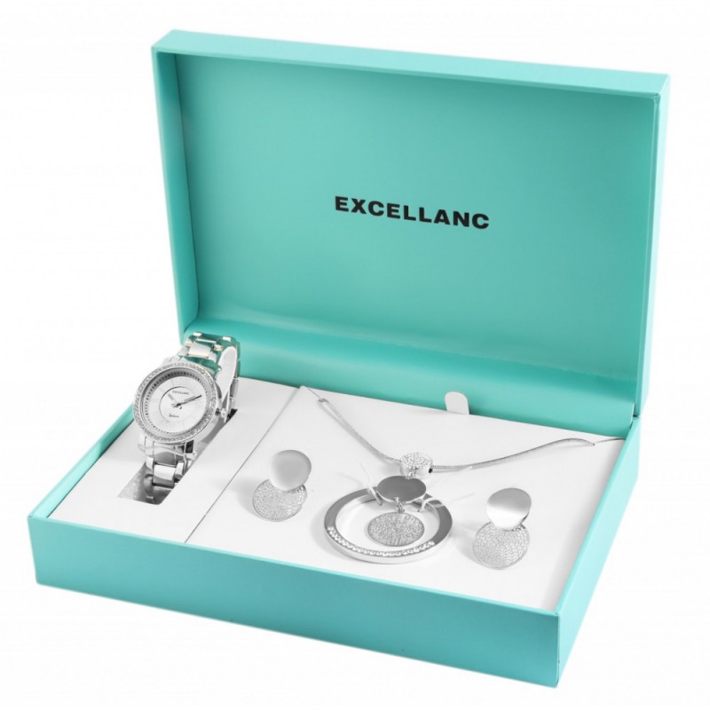 Excellanc ladies watch gift set with necklace and stud earrings 1800175-002