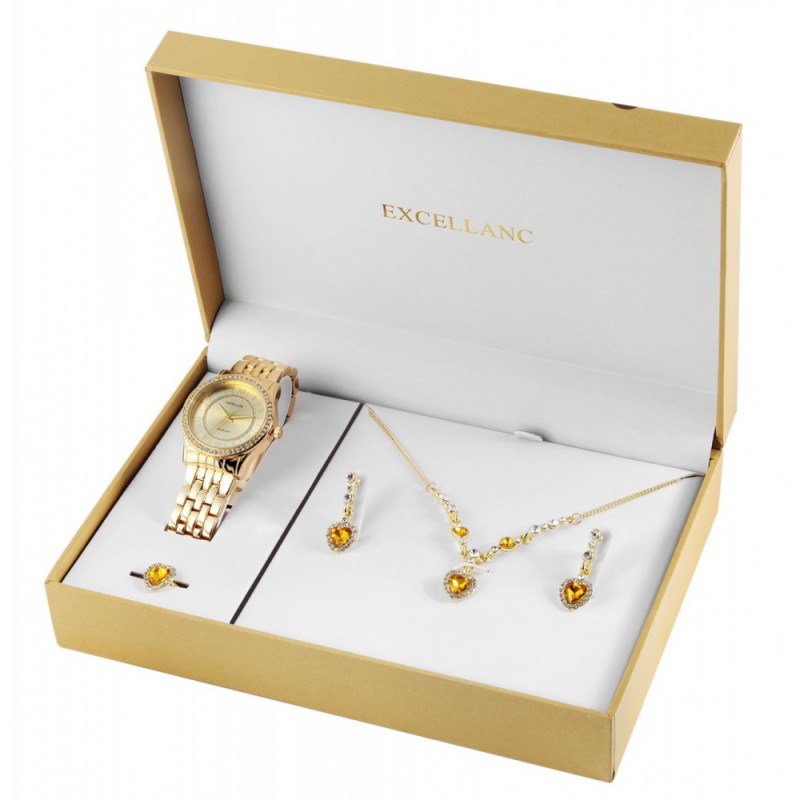 Excellanc ladies watch gift set with necklace, ring and earrings 1800220-004