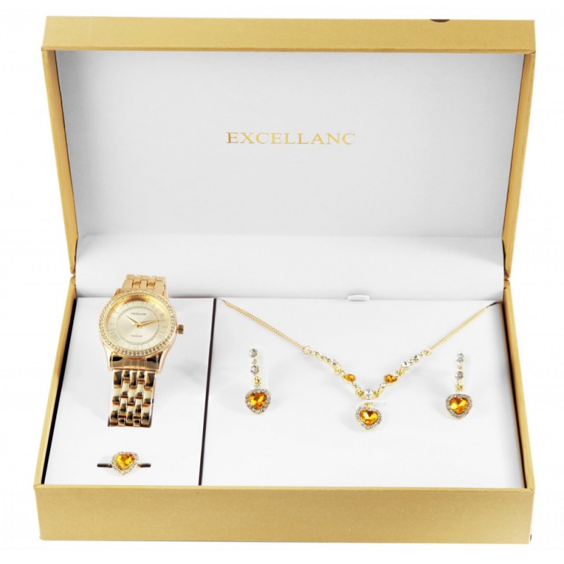 Excellanc ladies watch gift set with necklace, ring and earrings 1800220-004