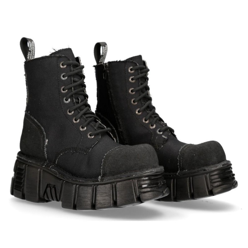 New Rock Black Tower Ankle Boots M-MILI083C-RC7
