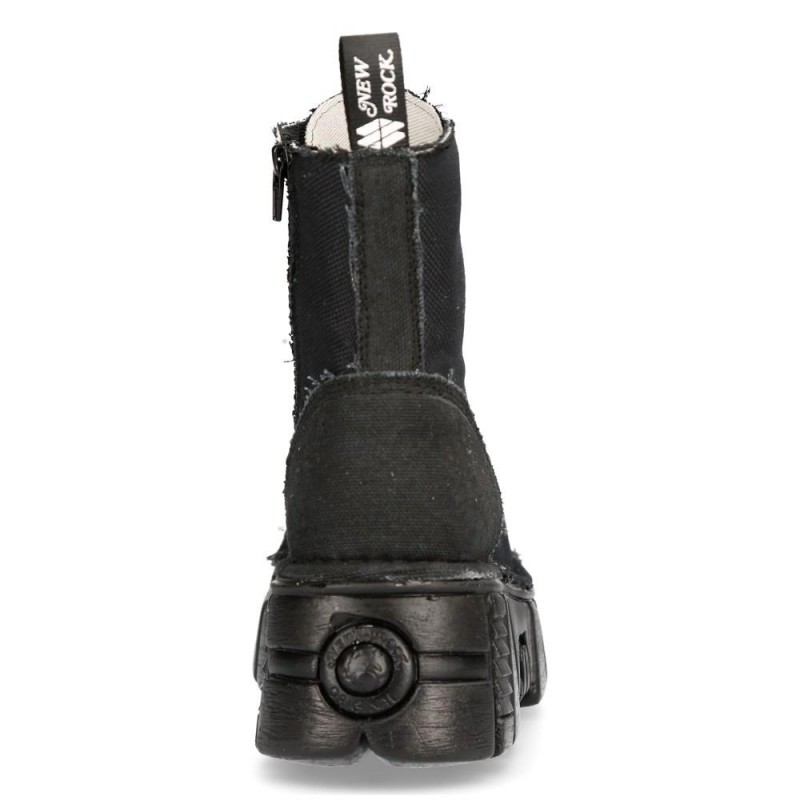 New Rock Black Tower Ankle Boots M-MILI083C-RC7