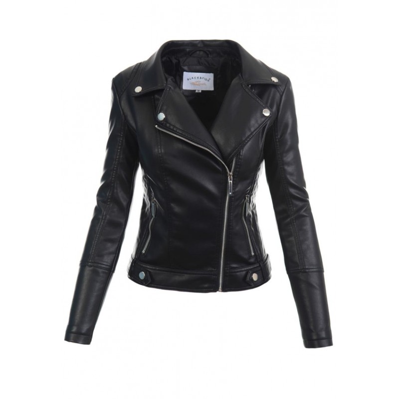 Ortalion Womens PU Leather Biker Jacket LCR8395B