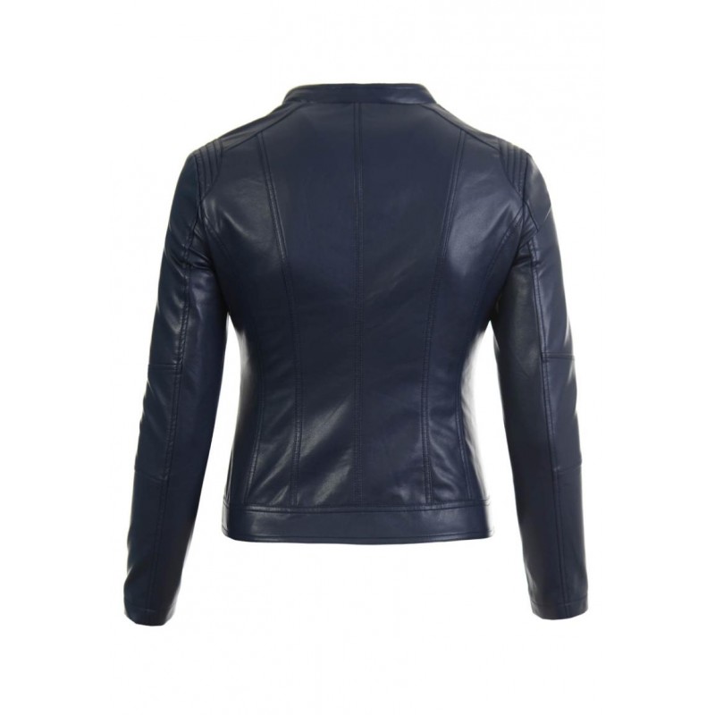 Ortalion Womens PU Leather Biker Jacket LCR8552Nv