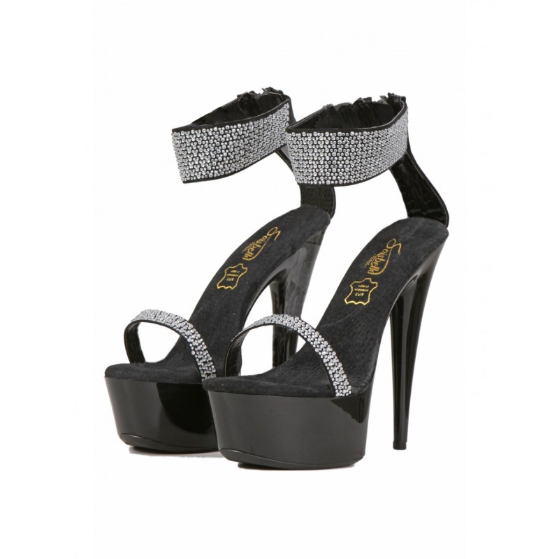 Soisbelle Open Sandals with rhinestones S9208-BK