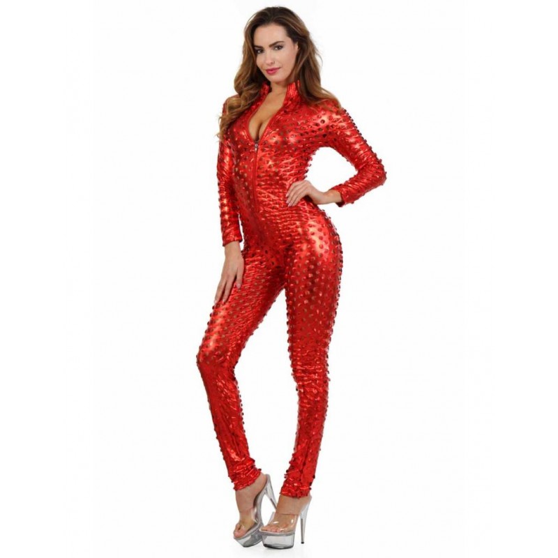 Soisbelle Openwork lame fabric Catsuit 18262-RD
