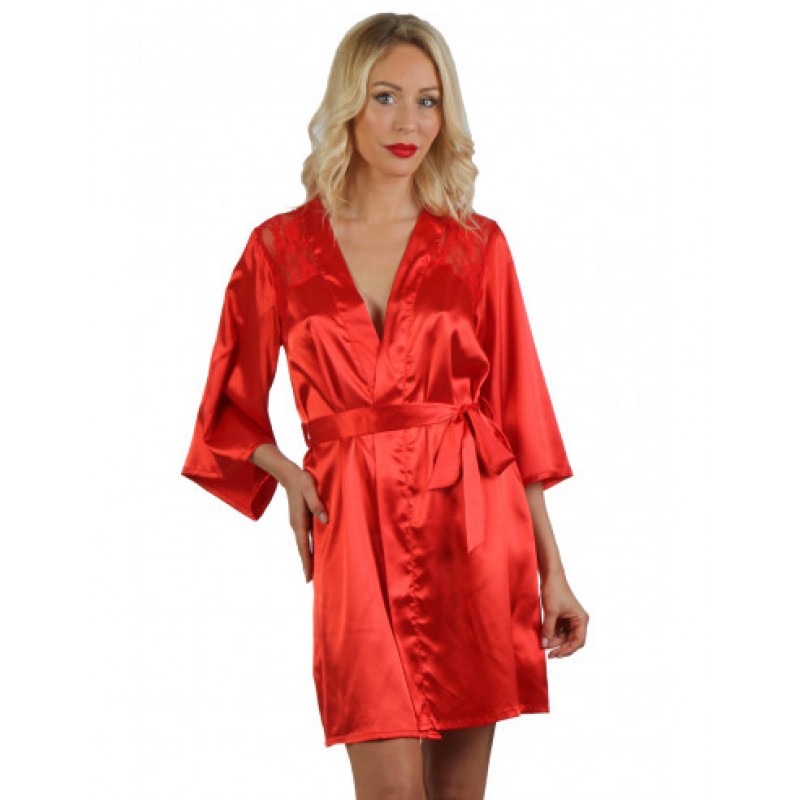 Soisbelle Satin Kimono lace back 9649-RD